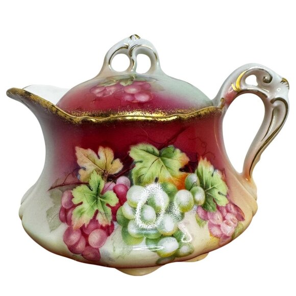 Porcelain Grape Dish - Etsy Antique Handpainted Bavarian Porcelain Creamer Grapes & Gold Trim PT Porzellanfa